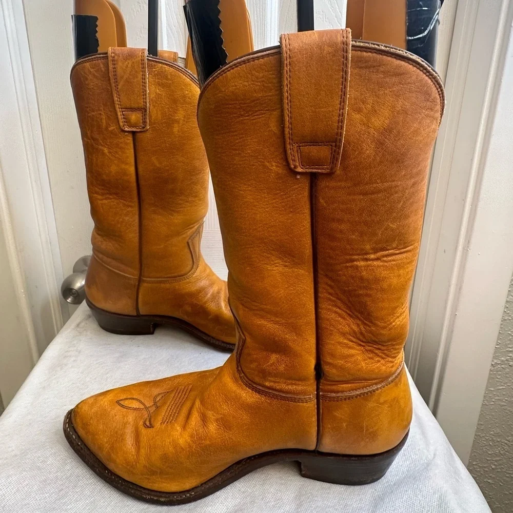 Vintage 1977 Stewart Boot Co. Handmade SOFT Leather Cowboy Boots Men's size 9 D